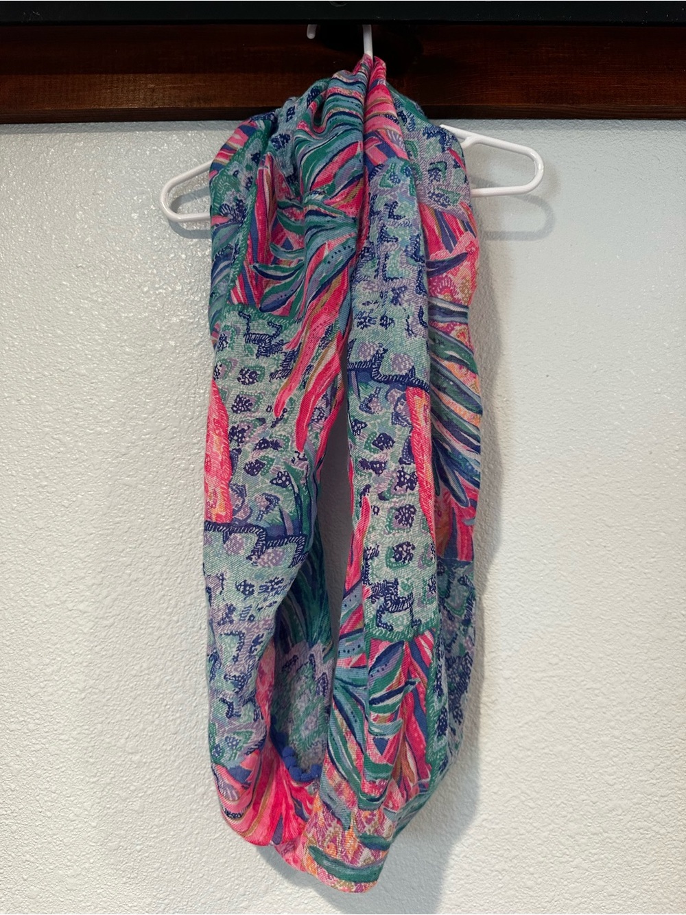 Lilly Pulitzer Pink Teal Blue Floral Infinity Scarf
